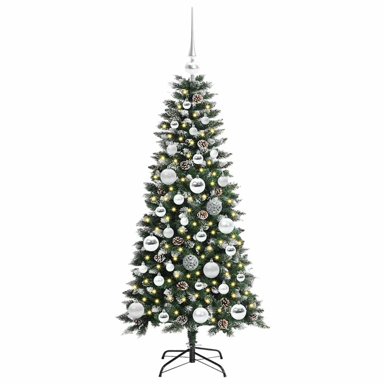 VidaXL sapin de Noël artificiel avec 150 LED vertes, 120 cm PVC et plastique et acier