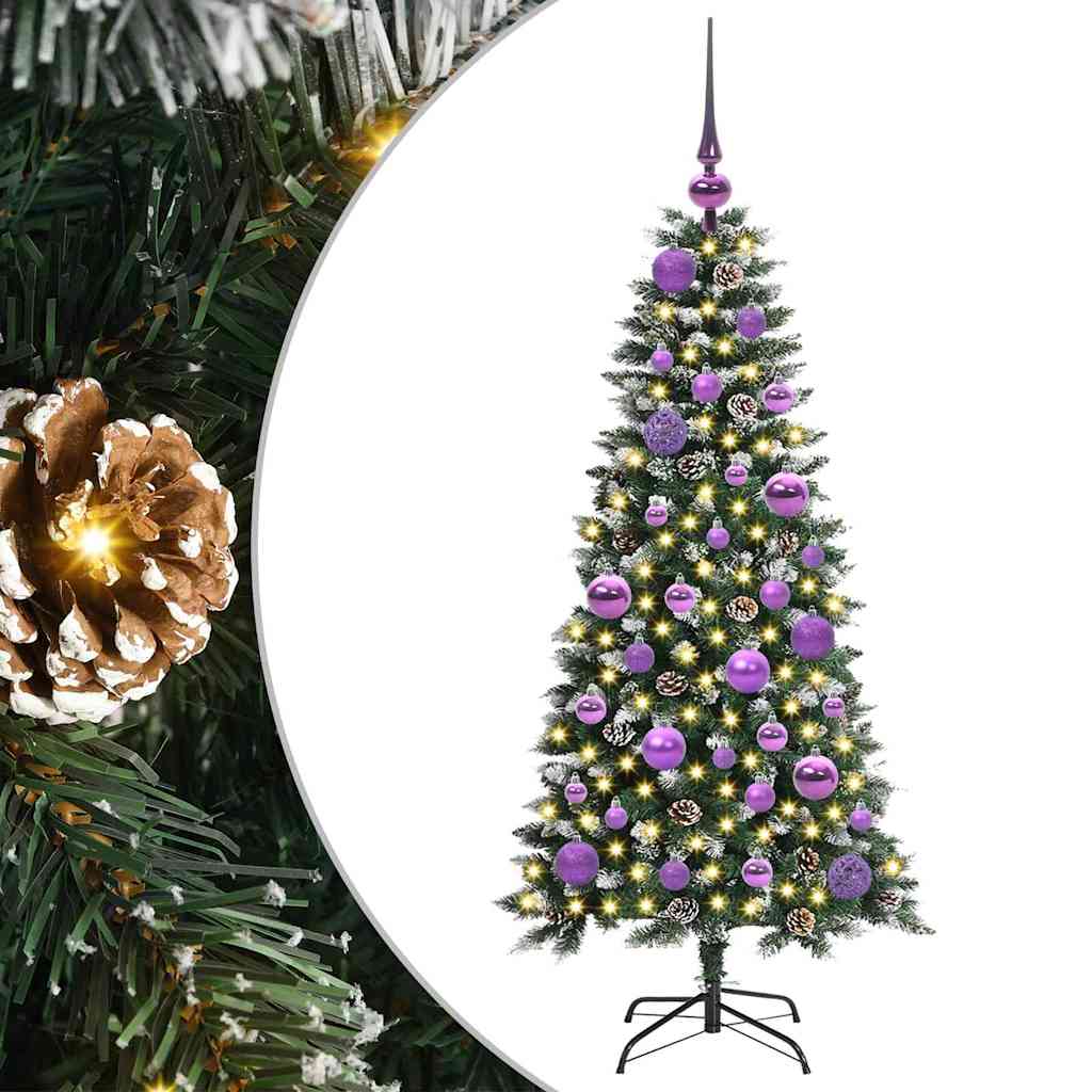 VidaXL sapin de Noël artificiel avec 150 LED vertes, 120 cm PVC et plastique et acier