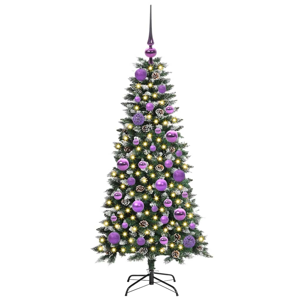 VidaXL sapin de Noël artificiel avec 150 LED vertes, 120 cm PVC et plastique et acier