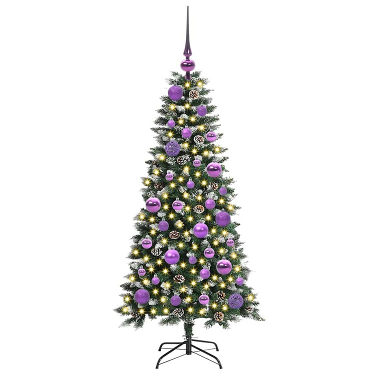 VidaXL sapin de Noël artificiel avec 150 LED vertes, 120 cm PVC et plastique et acier