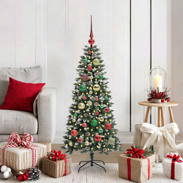 VidaXL sapin de Noël artificiel avec 150 LED vertes, 120 cm PVC et plastique et acier