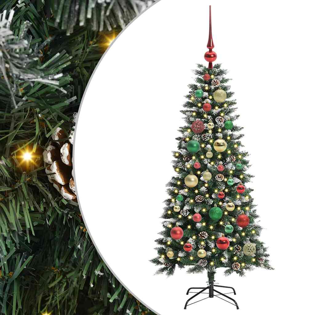 VidaXL sapin de Noël artificiel avec 150 LED vertes, 120 cm PVC et plastique et acier