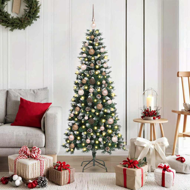 Vidaxx sapin de Noël artificiel avec 150 LED vertes, 150 cm PVC et plastique et acier