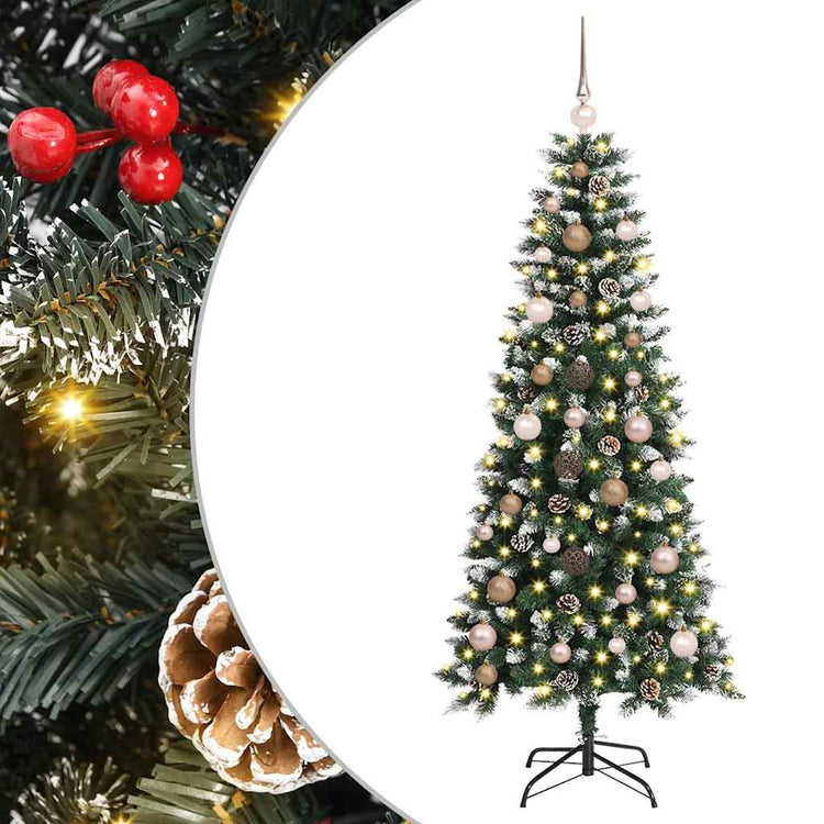 Vidaxx sapin de Noël artificiel avec 150 LED vertes, 150 cm PVC et plastique et acier