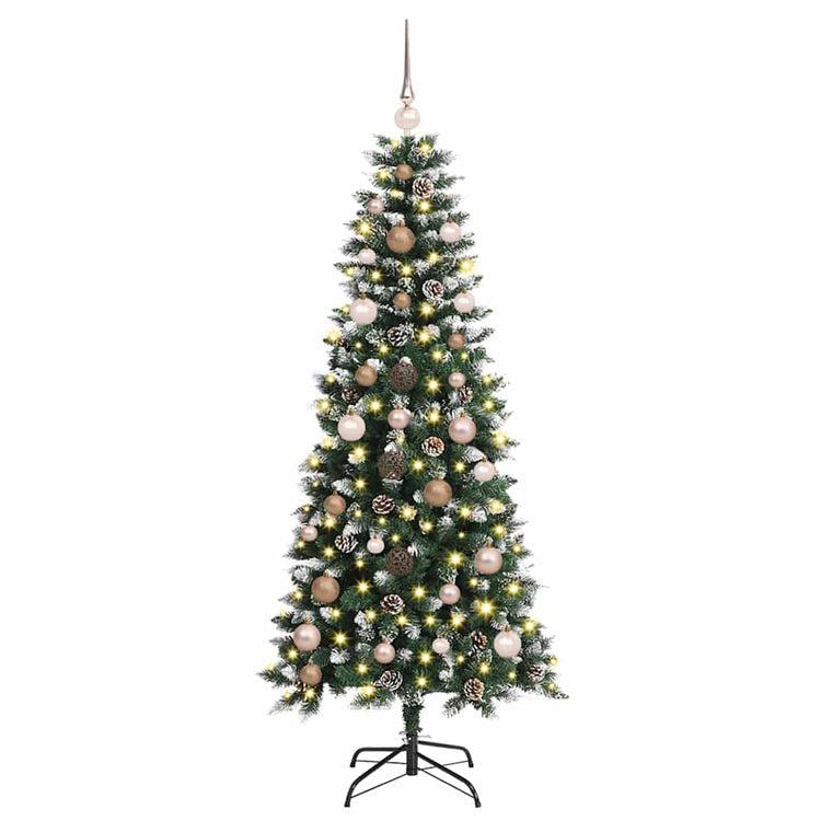 Vidaxx sapin de Noël artificiel avec 150 LED vertes, 150 cm PVC et plastique et acier