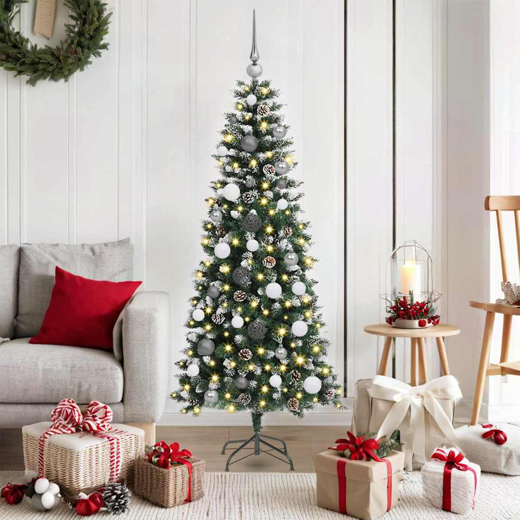 VidaXL sapin de Noël artificiel avec 150 LED vertes, 150 cm PVC et plastique et acier