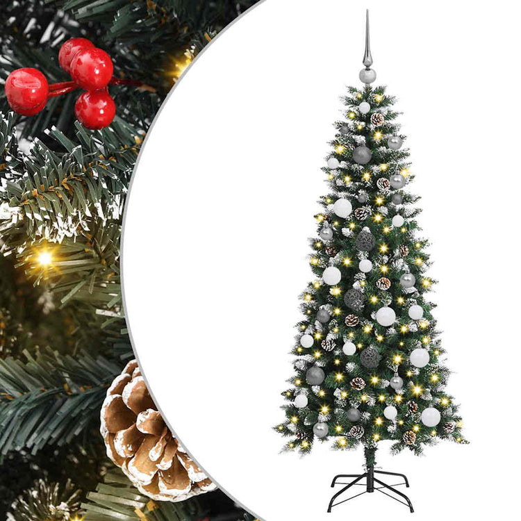 VidaXL sapin de Noël artificiel avec 150 LED vertes, 150 cm PVC et plastique et acier