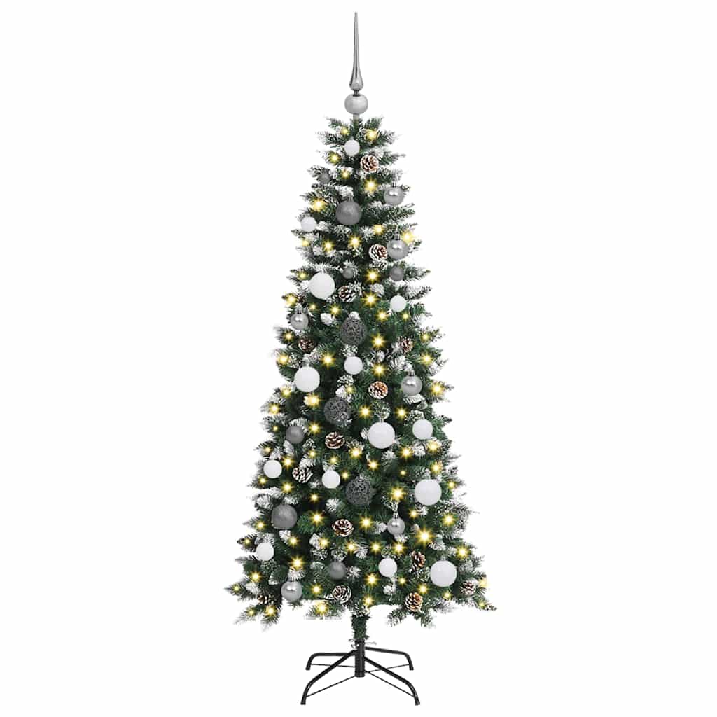 VidaXL sapin de Noël artificiel avec 150 LED vertes, 150 cm PVC et plastique et acier