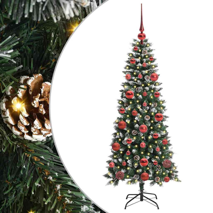VidaXL sapin de Noël artificiel avec 150 LED vertes, 150 cm PVC et plastique et acier
