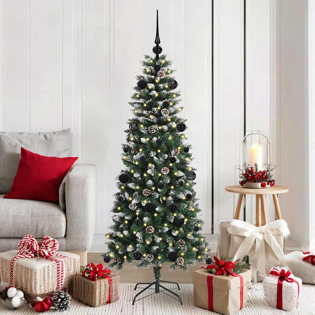 VidaXL sapin de Noël artificiel avec 150 LED vertes, 150 cm PVC et plastique et acier