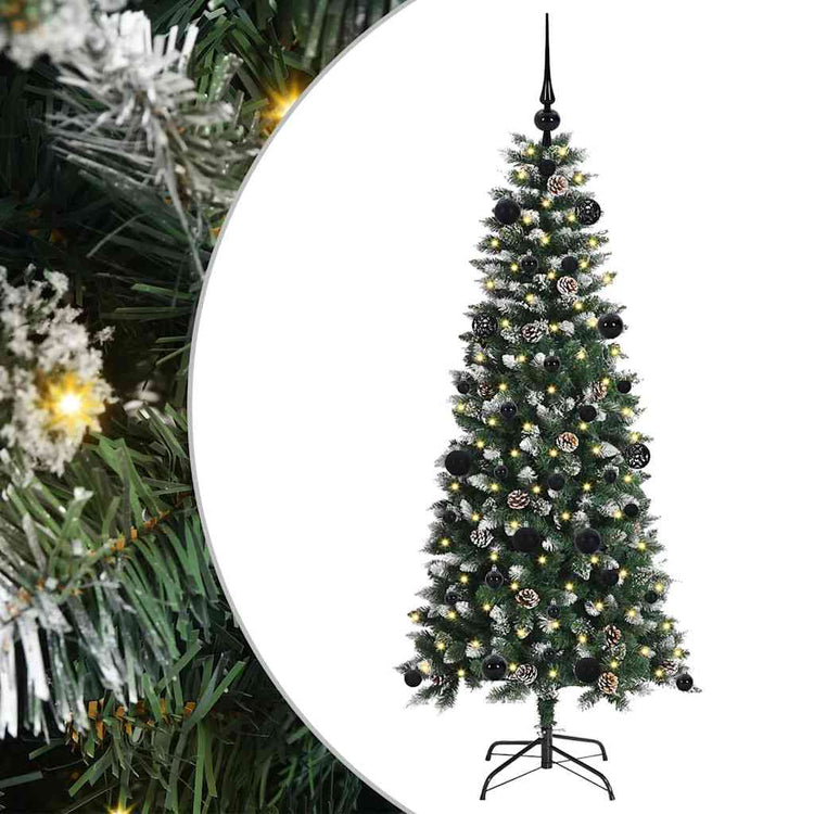 VidaXL sapin de Noël artificiel avec 150 LED vertes, 150 cm PVC et plastique et acier