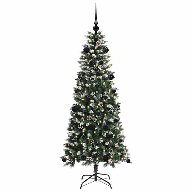 VidaXL sapin de Noël artificiel avec 150 LED vertes, 150 cm PVC et plastique et acier
