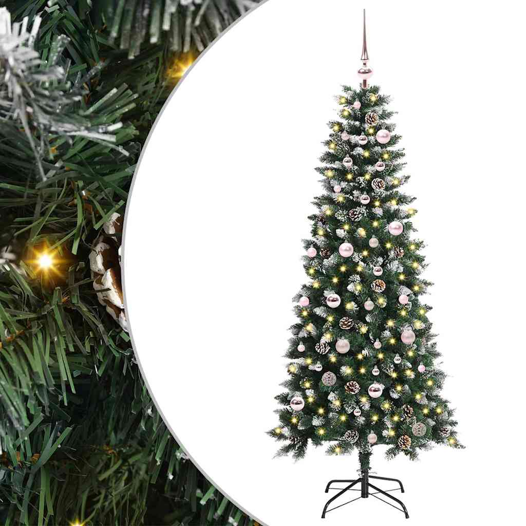 VidaXL sapin de Noël artificiel avec 150 LED vertes, 150 cm PVC et plastique et acier
