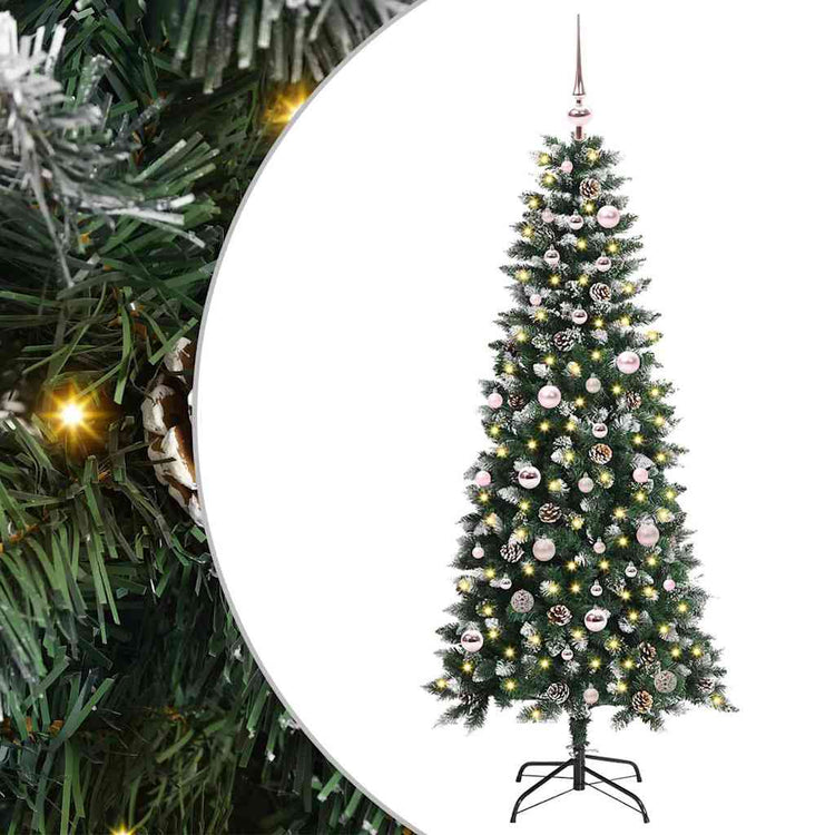 VidaXL sapin de Noël artificiel avec 150 LED vertes, 150 cm PVC et plastique et acier