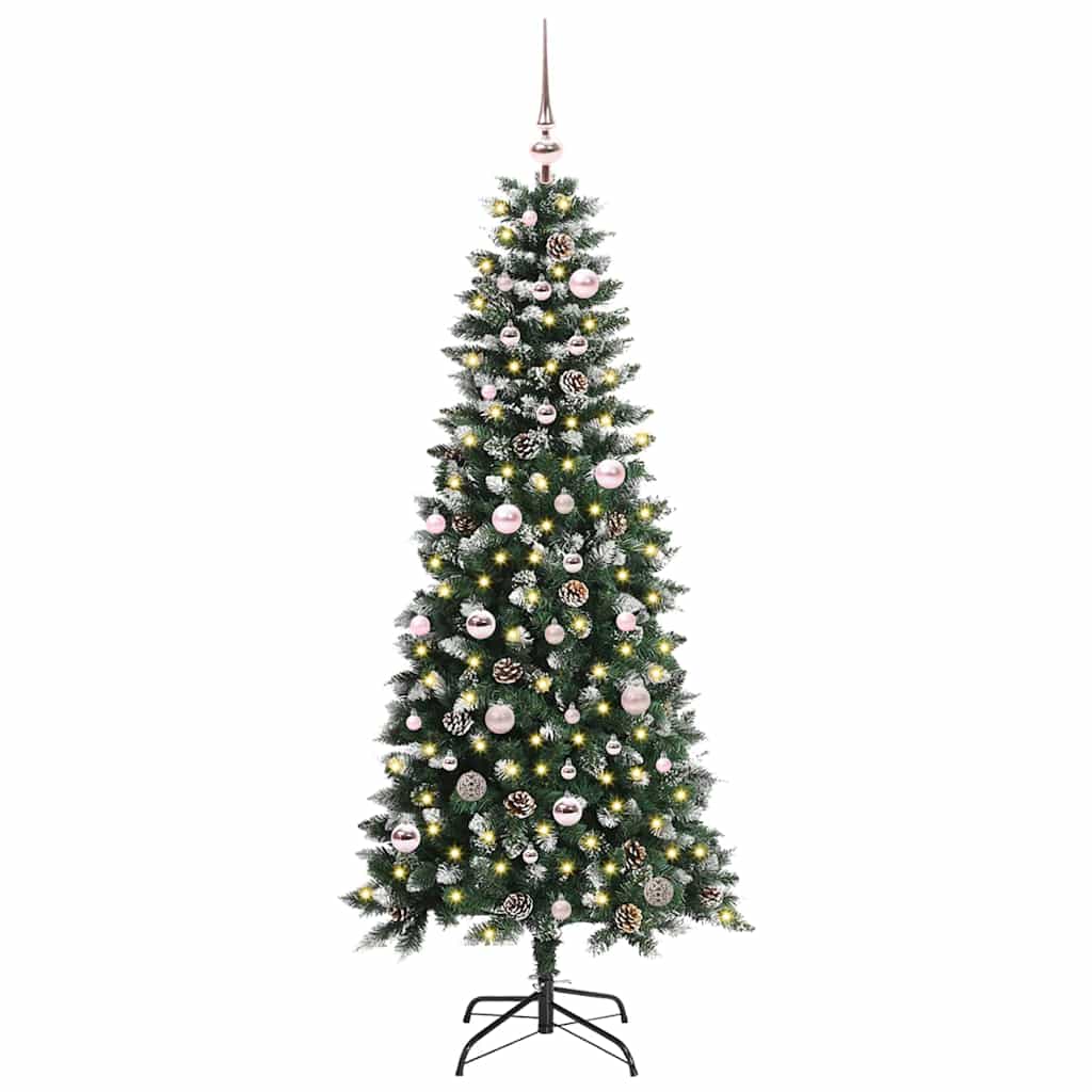 VidaXL sapin de Noël artificiel avec 150 LED vertes, 150 cm PVC et plastique et acier