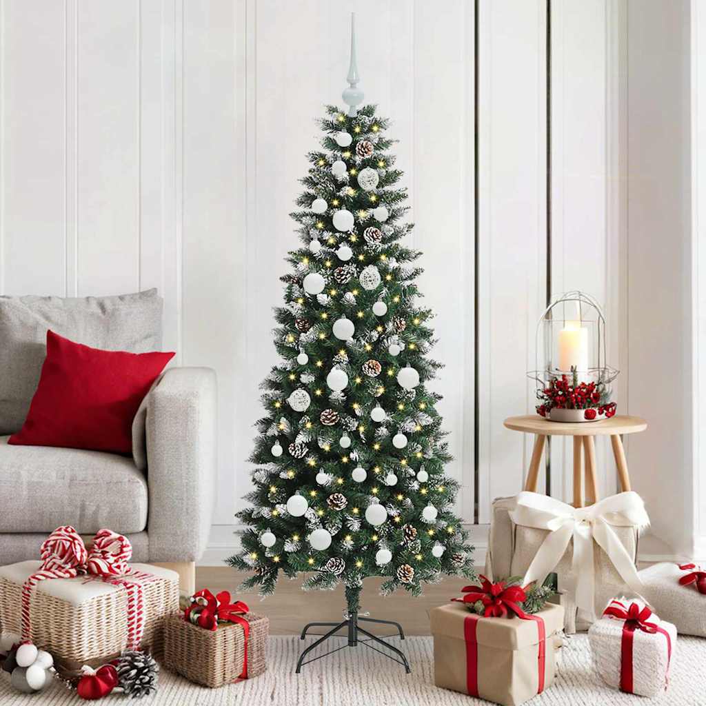 VidaXL sapin de Noël artificiel avec 150 LED vertes, 150 cm PVC et plastique et acier