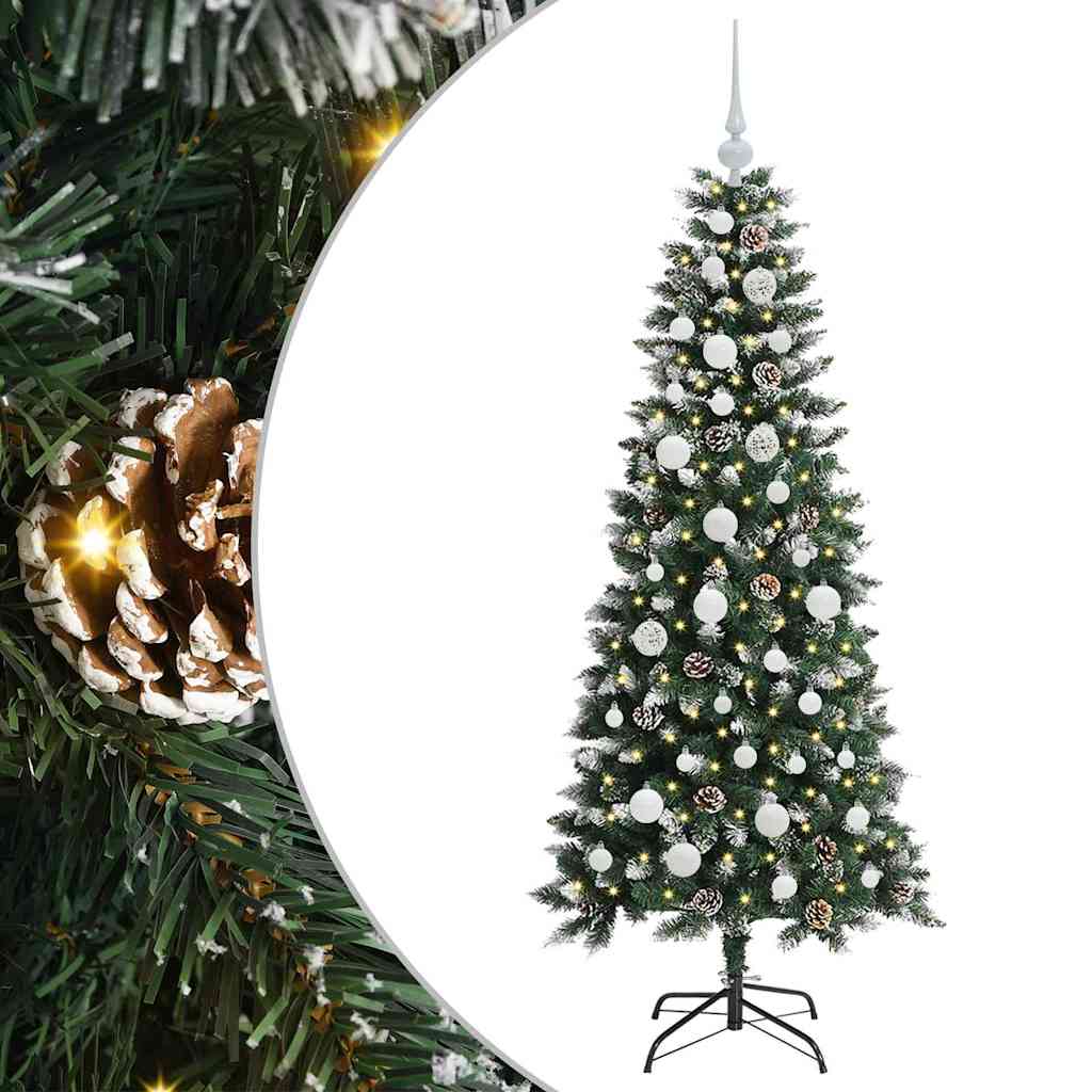 VidaXL sapin de Noël artificiel avec 150 LED vertes, 150 cm PVC et plastique et acier