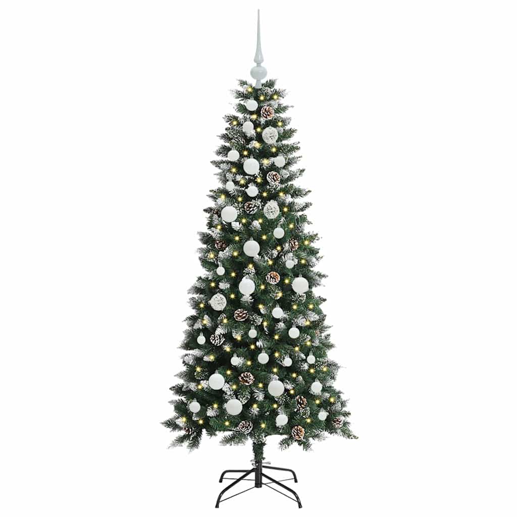 VidaXL sapin de Noël artificiel avec 150 LED vertes, 150 cm PVC et plastique et acier