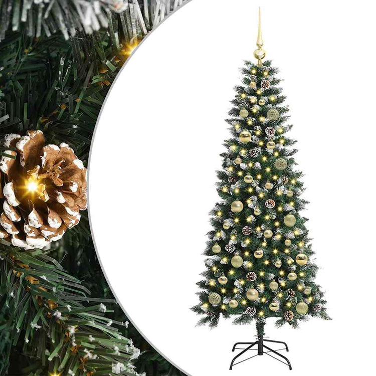 VidaXL sapin de Noël artificiel avec 150 LED vertes, 150 cm PVC et plastique et acier