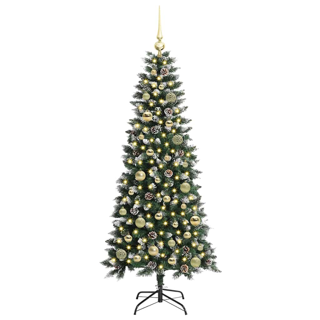 VidaXL sapin de Noël artificiel avec 150 LED vertes, 150 cm PVC et plastique et acier