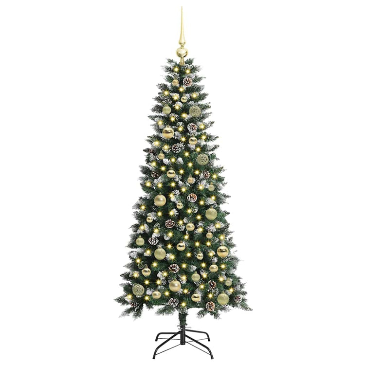 VidaXL sapin de Noël artificiel avec 150 LED vertes, 150 cm PVC et plastique et acier