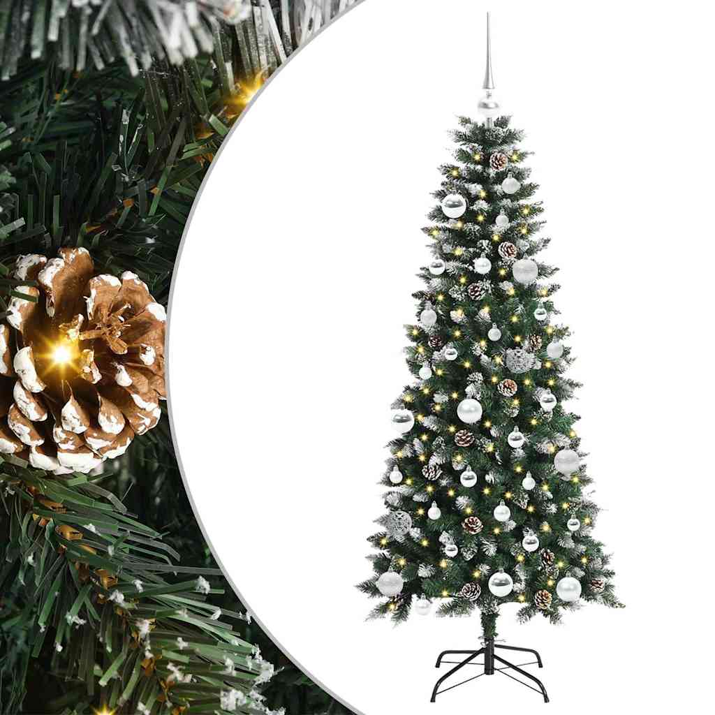 VidaXL sapin de Noël artificiel avec 150 LED vertes, 150 cm PVC et plastique et acier