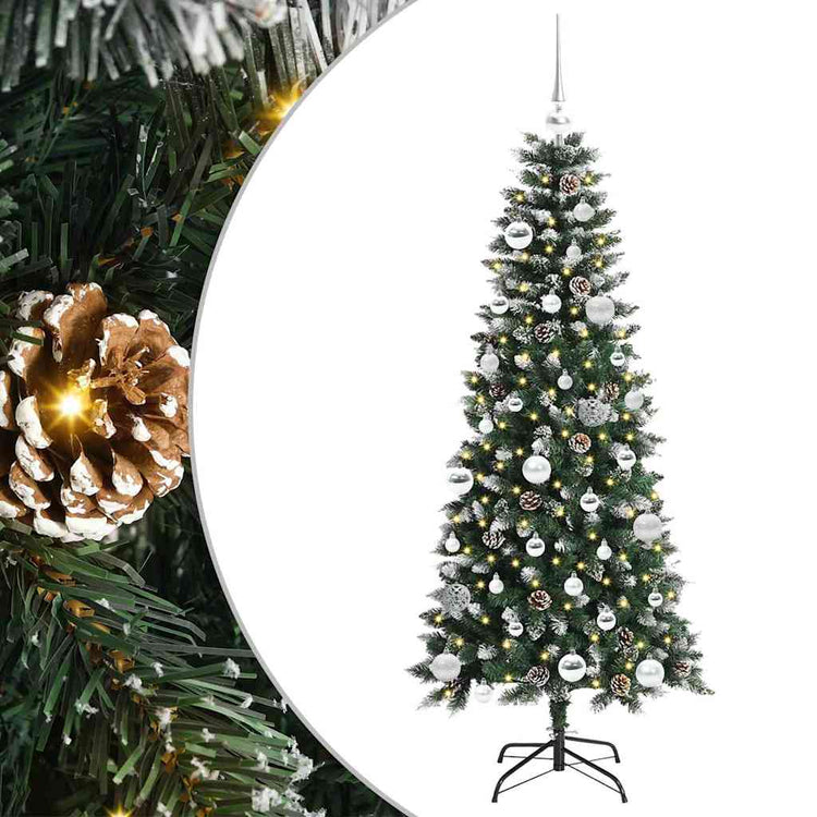 VidaXL sapin de Noël artificiel avec 150 LED vertes, 150 cm PVC et plastique et acier