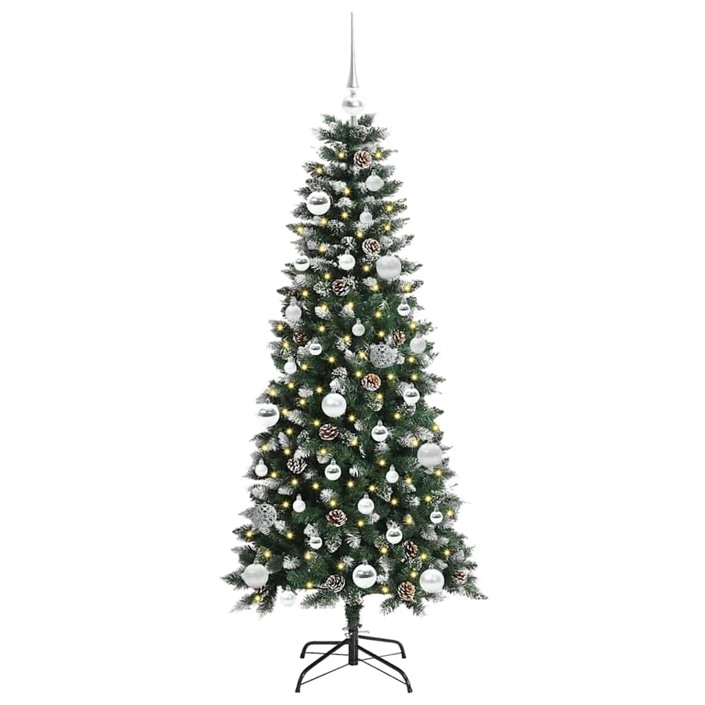 VidaXL sapin de Noël artificiel avec 150 LED vertes, 150 cm PVC et plastique et acier
