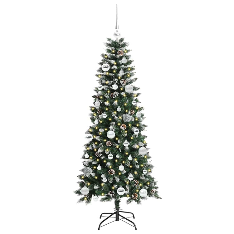 VidaXL sapin de Noël artificiel avec 150 LED vertes, 150 cm PVC et plastique et acier