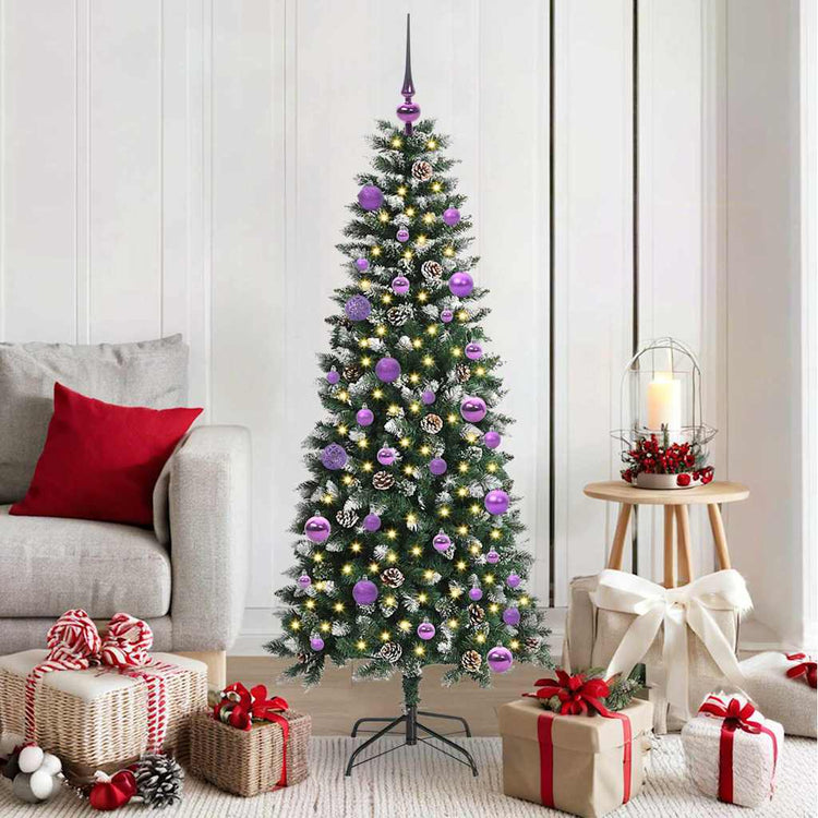 VidaXL sapin de Noël artificiel avec 150 LED vertes, 150 cm PVC et plastique et acier