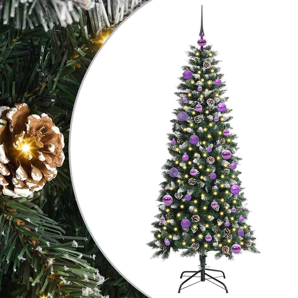 VidaXL sapin de Noël artificiel avec 150 LED vertes, 150 cm PVC et plastique et acier