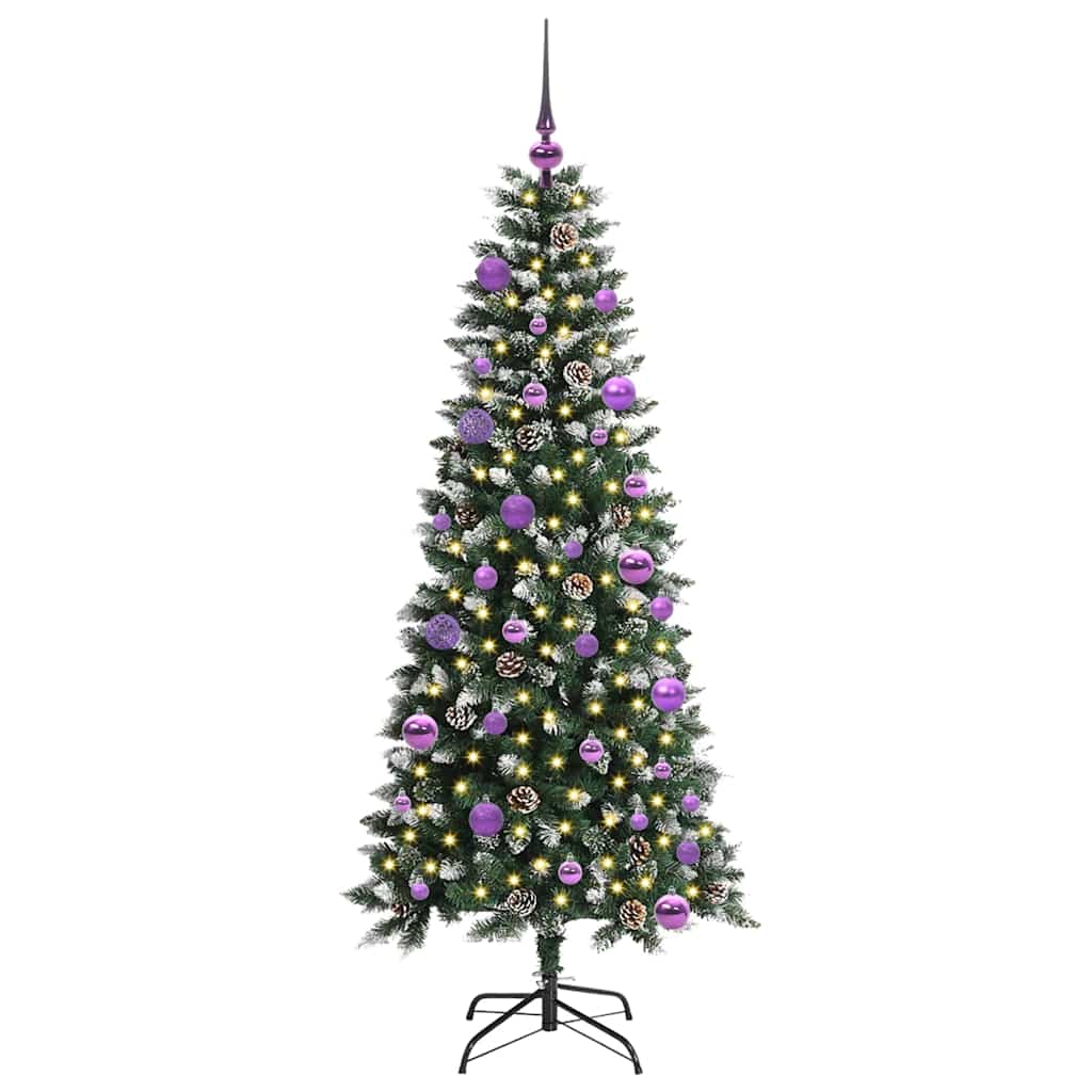 VidaXL sapin de Noël artificiel avec 150 LED vertes, 150 cm PVC et plastique et acier