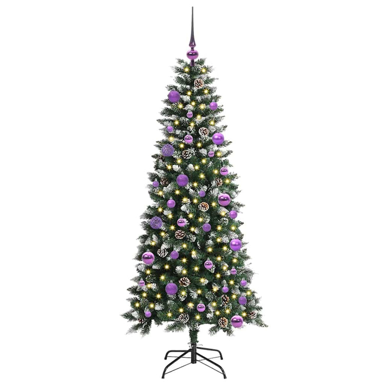 VidaXL sapin de Noël artificiel avec 150 LED vertes, 150 cm PVC et plastique et acier