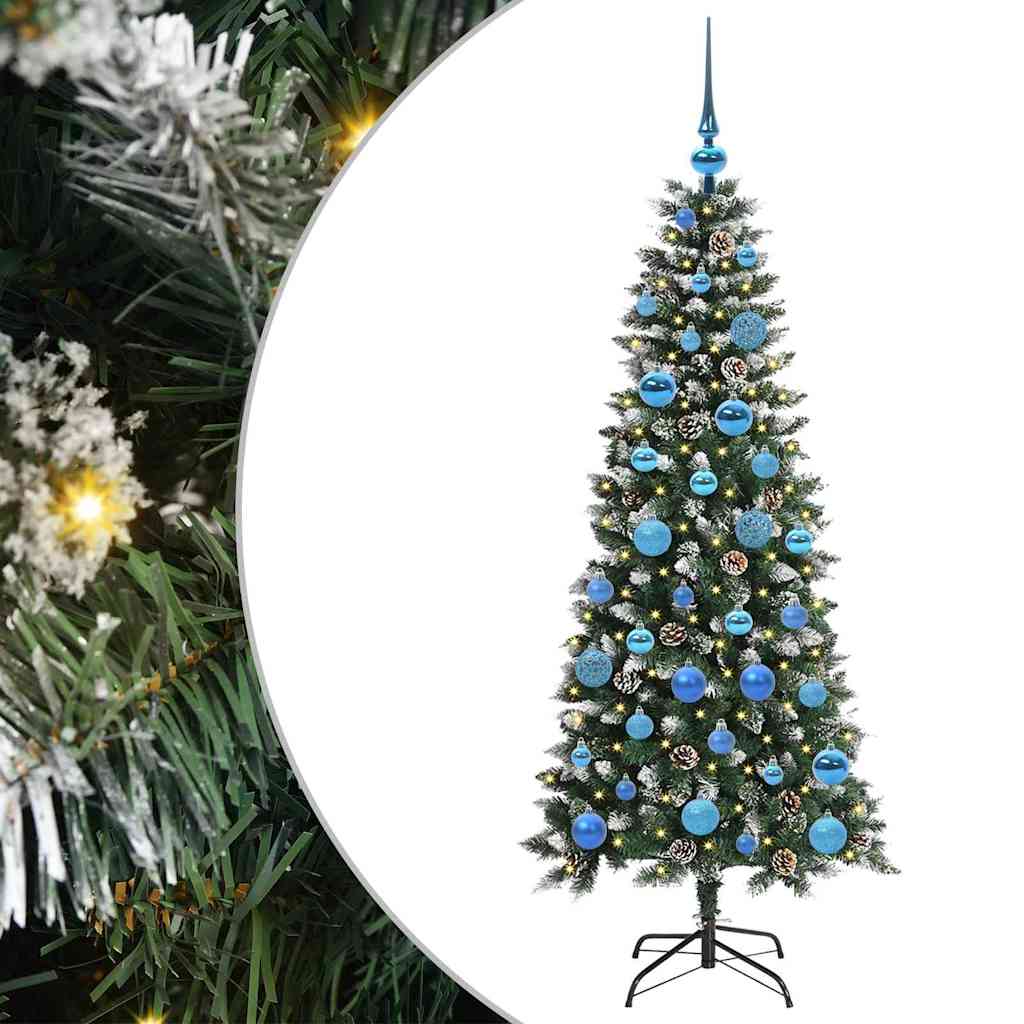 VidaXL sapin de Noël artificiel avec 150 LED vertes, 150 cm PVC et plastique et acier