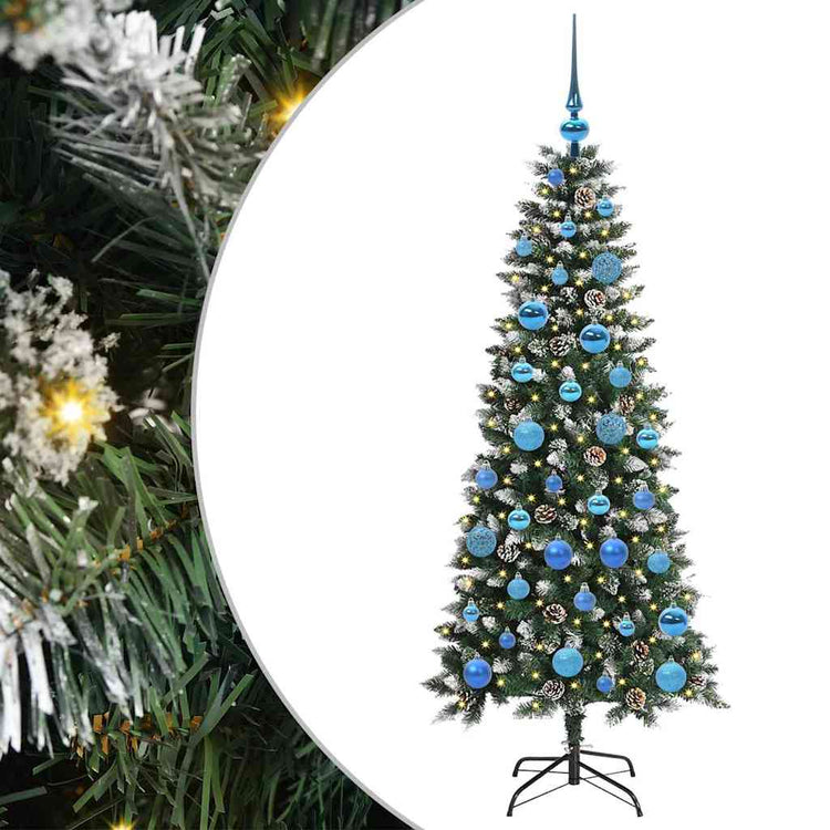 VidaXL sapin de Noël artificiel avec 150 LED vertes, 150 cm PVC et plastique et acier