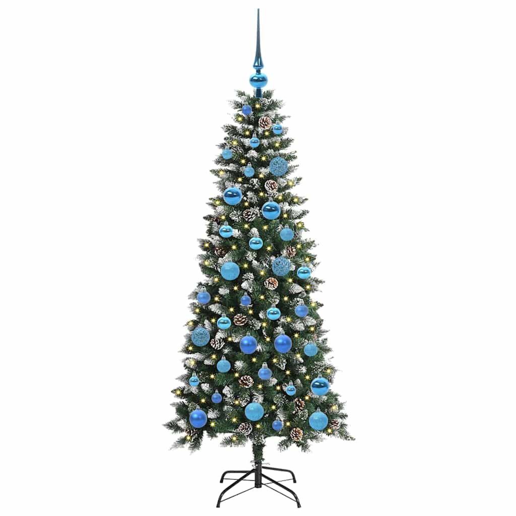 VidaXL sapin de Noël artificiel avec 150 LED vertes, 150 cm PVC et plastique et acier