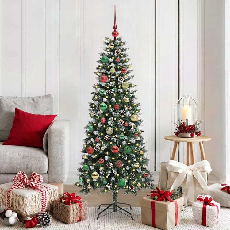 VidaXL sapin de Noël artificiel avec 150 LED vertes, 150 cm PVC et plastique et acier