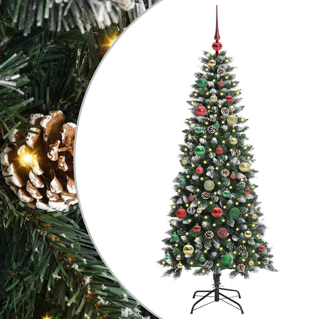 VidaXL sapin de Noël artificiel avec 150 LED vertes, 150 cm PVC et plastique et acier