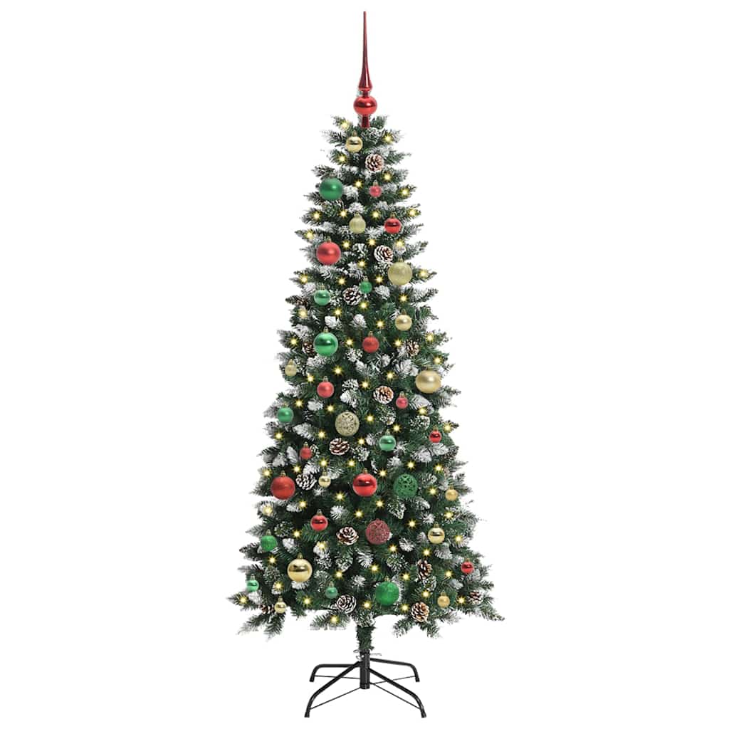 VidaXL sapin de Noël artificiel avec 150 LED vertes, 150 cm PVC et plastique et acier
