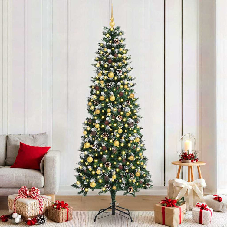 VidaXL sapin de Noël artificiel avec 300 LED vertes, 210 cm PVC et plastique et acier