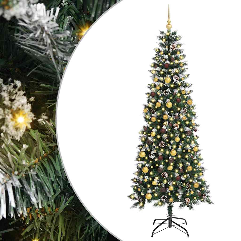 VidaXL sapin de Noël artificiel avec 300 LED vertes, 210 cm PVC et plastique et acier