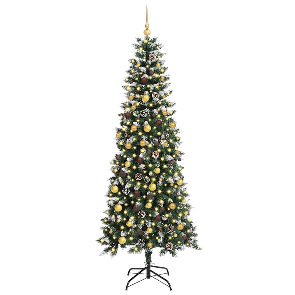 VidaXL sapin de Noël artificiel avec 300 LED vertes, 210 cm PVC et plastique et acier