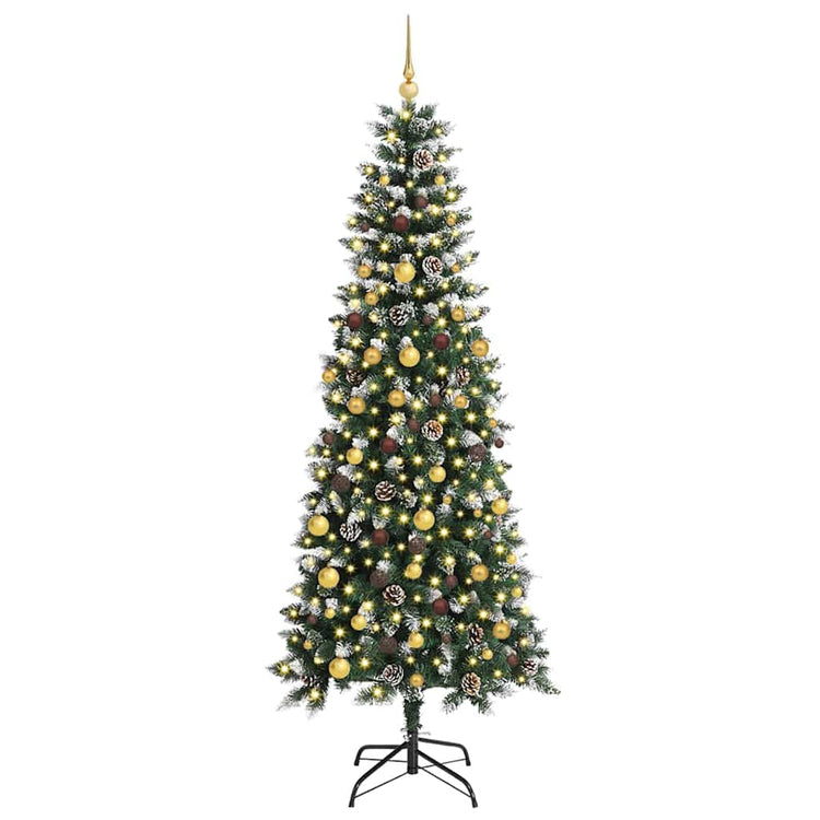 VidaXL sapin de Noël artificiel avec 300 LED vertes, 210 cm PVC et plastique et acier