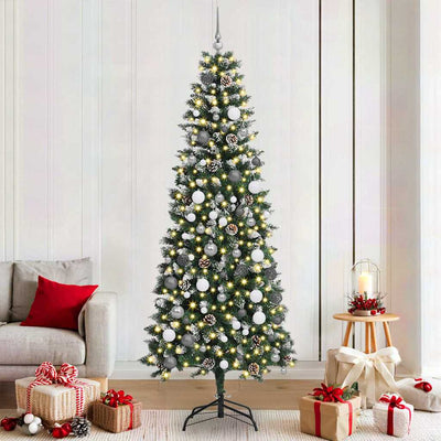 VidaXL sapin de Noël artificiel avec 300 LED vertes, 210 cm PVC et plastique et acier