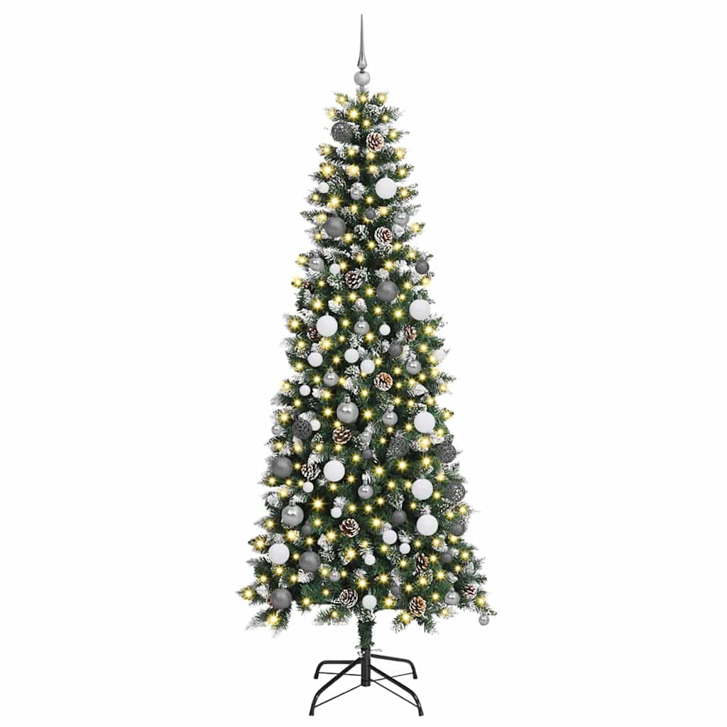 VidaXL sapin de Noël artificiel avec 300 LED vertes, 210 cm PVC et plastique et acier