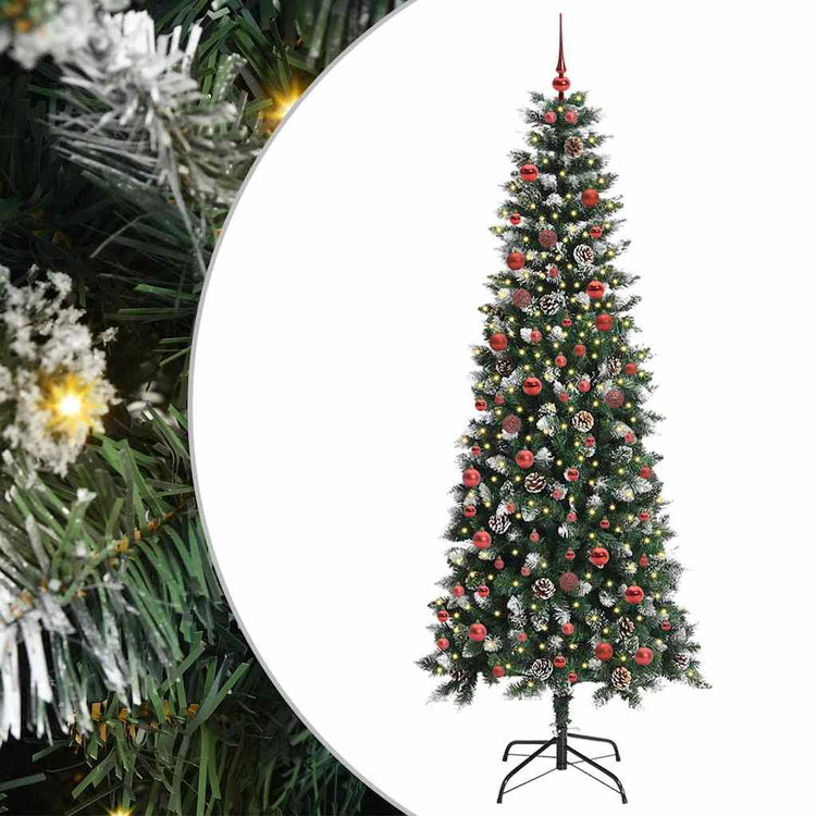 VidaXL sapin de Noël artificiel avec 300 LED vertes, 210 cm PVC et plastique et acier