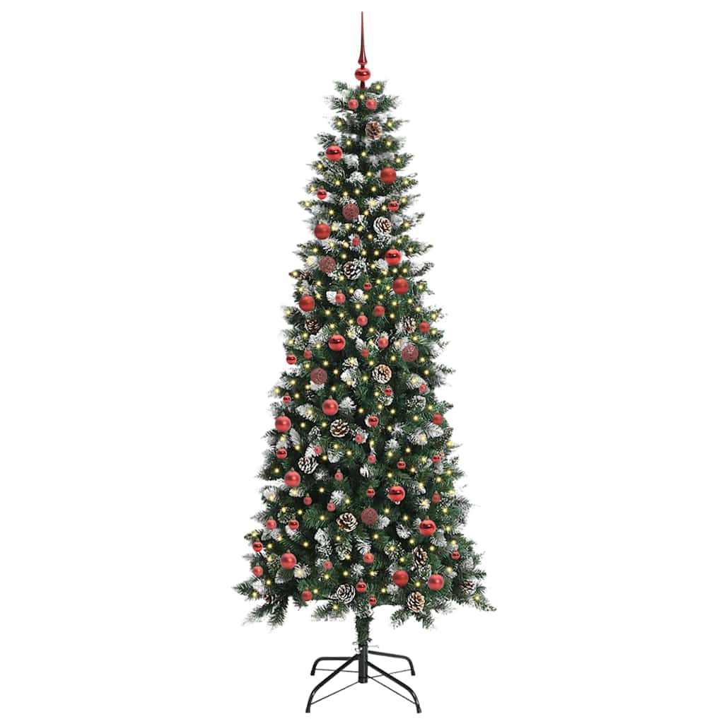 VidaXL sapin de Noël artificiel avec 300 LED vertes, 210 cm PVC et plastique et acier
