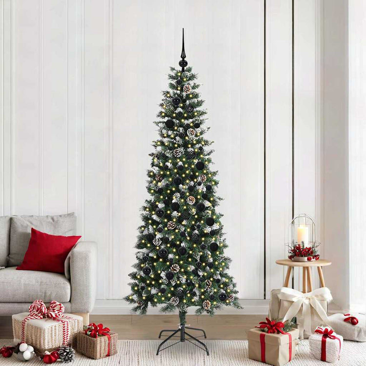 VidaXL sapin de Noël artificiel avec 300 LED vertes, 210 cm PVC et plastique et acier