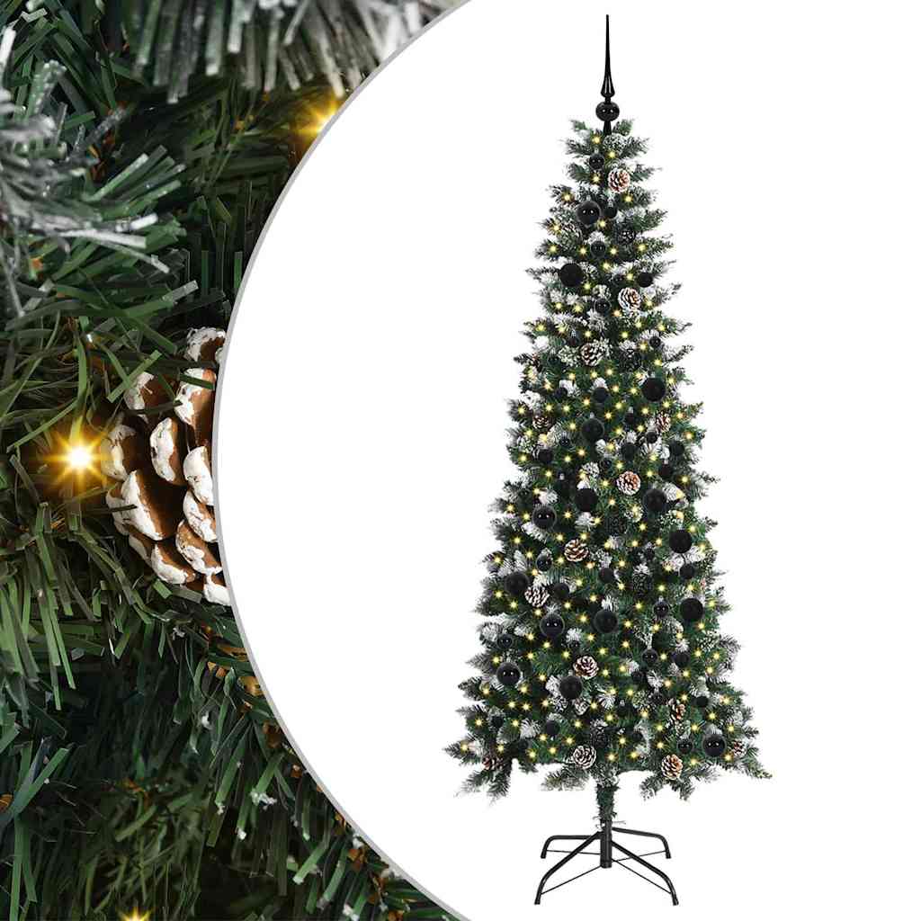 VidaXL sapin de Noël artificiel avec 300 LED vertes, 210 cm PVC et plastique et acier