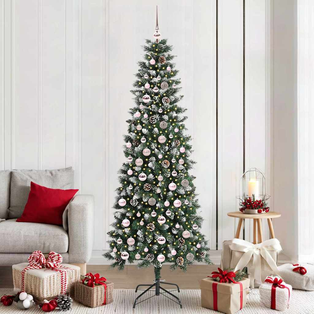 VidaXL sapin de Noël artificiel avec 300 LED vertes, 210 cm PVC et plastique et acier